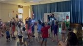 Children dancing with flashlights