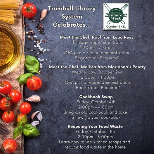 Trumbull Library Restaurant Week Events
