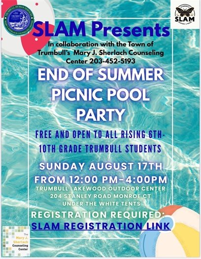 Flyer for SLAM Pool Party